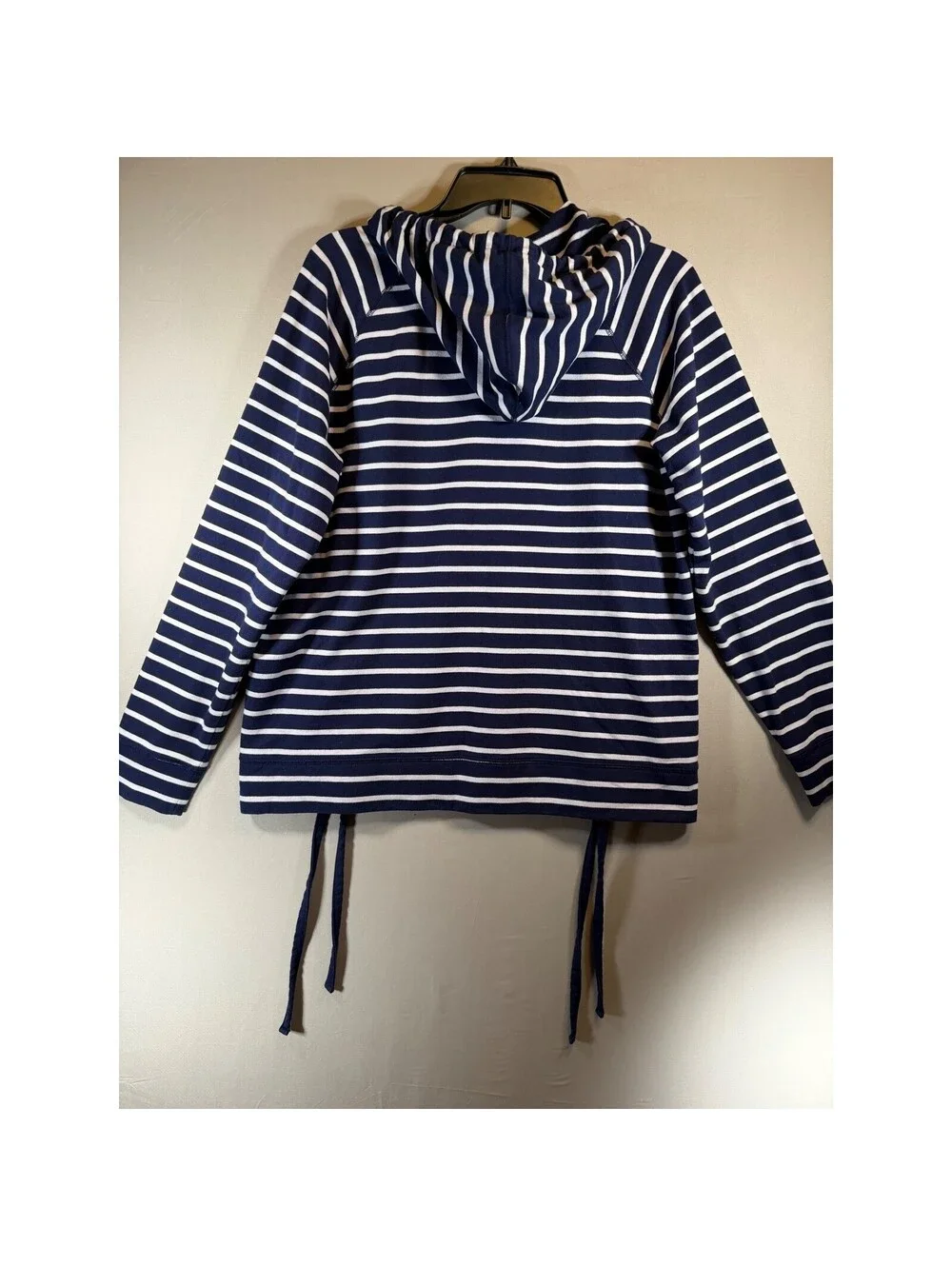 Michael Michael Kors Navy White Striped Lace Up Side Hoodie Sweatshirt Large